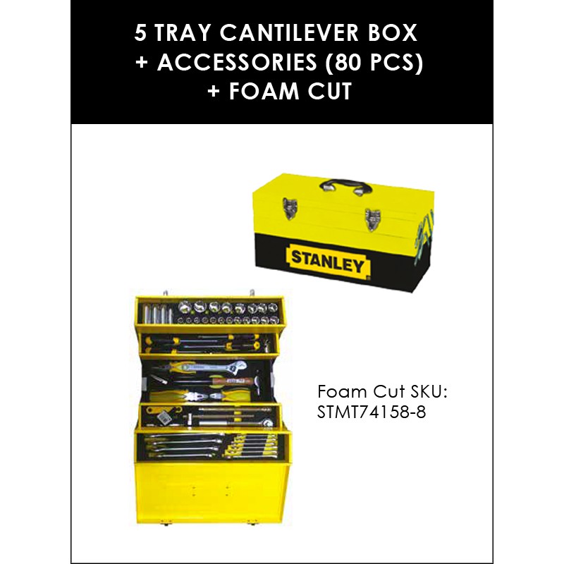 STANLEY STMT74158-8 5 Tray Cantilever Box + Accessories